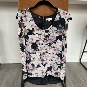 Rebecca Taylor floral print cap sleeve silk top (size 4)